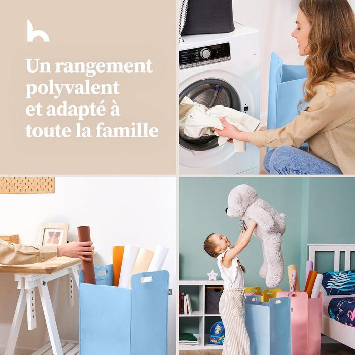 Panier À Linge - Hennez - Katy - Feutre - 75 Litres - Bleu - Pliable