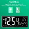 Большие цифровые настенные часы с дистанционным управлением, TEMP, дата, неделя, ночной режим, настольные часы 12/24 ч, функция отключения питания, память, светодиодный будильник, домашний декор