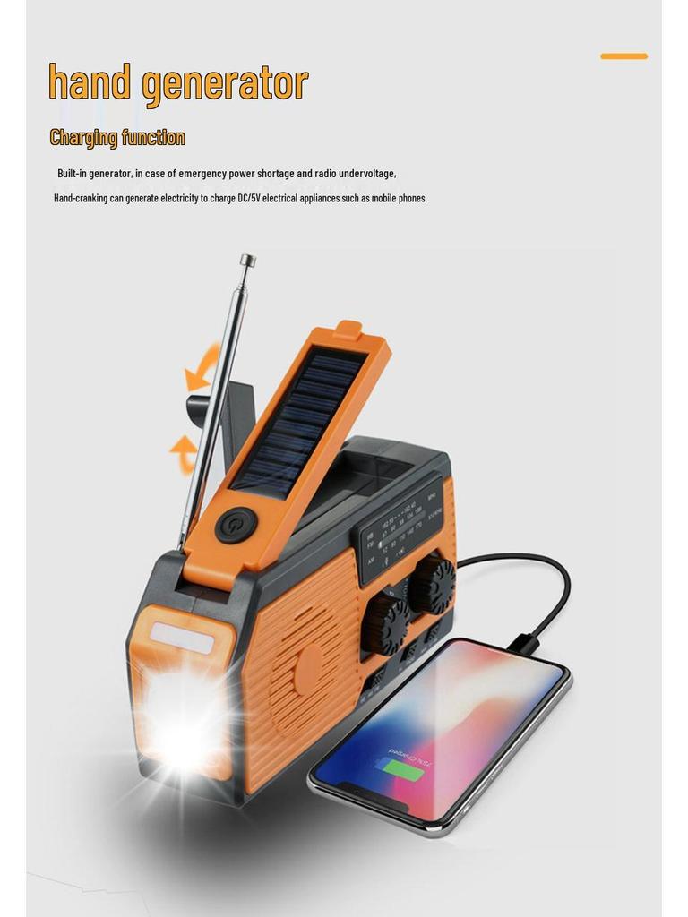 2022 NOAA Multi-function Solar Hand-crank Radio with Reading Light and Power Bank