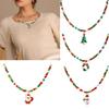 Christmas Themed Bead Necklace Featuring Santa Pendant Festive Color Jewelry For Holiday Gatherings And Outfit Styling