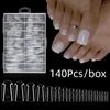 140Pcs/Box Full Cover Fake Toenail Ultra Thin Clear Press On Toe Foot Nails Tips Artificial Acrylic False Nail Art Manicure Tool