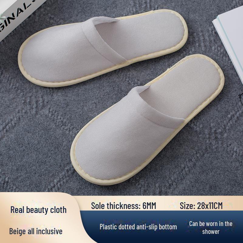 Thickened Non-Slip Disposable Slippers for Hotels, B&Bs, Beauty Salons, Home Hospitality - Cotton & Linen, Breathable