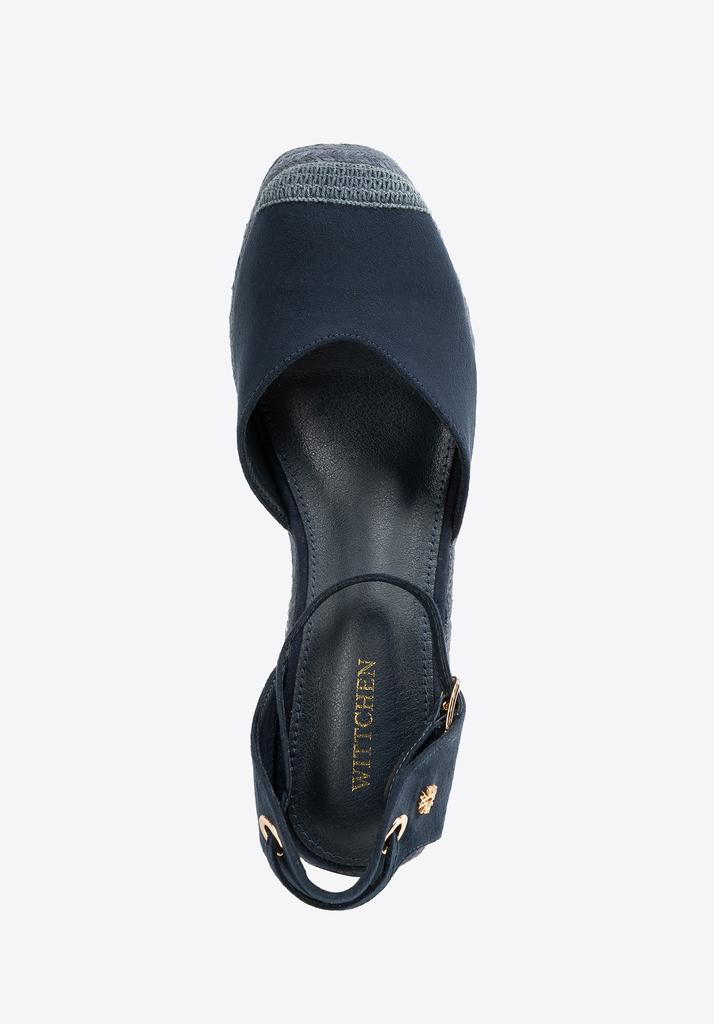 Wittchen Women's Wedge Espadrilles With Tie, Navy Blue, Synthetic Material