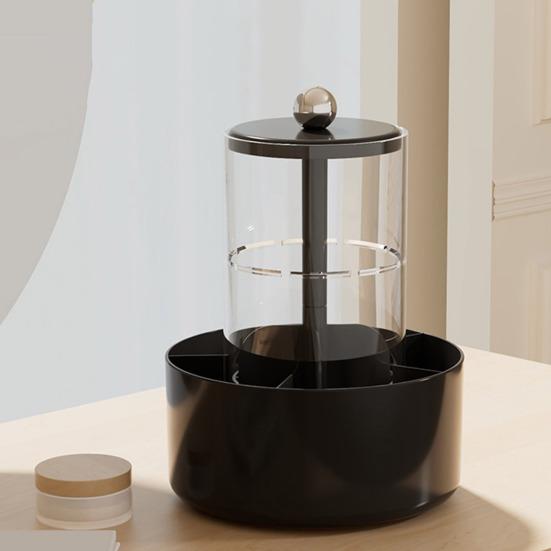 Makeup Brush Holder Dustproof 360-Degree Rotatable Press Type Multi-grid Makeup Brush Organizer Storage Tube