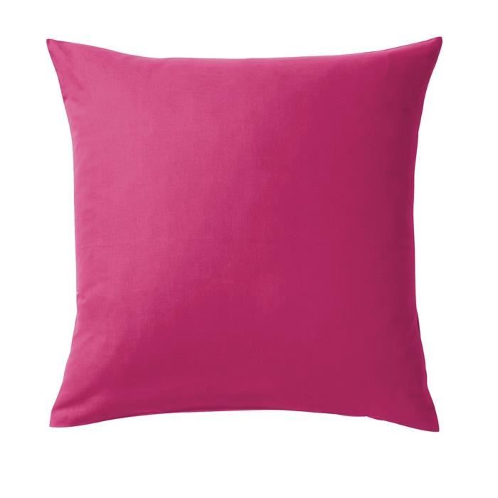 Taies d'oreiller - 100% Coton - Framboise - 63x63 cm - Lot de 2 - Lavable