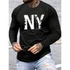 Мужская повседневная спортивная футболка с круглым вырезом и длинными рукавами с принтом букв New York NY
