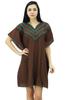 Women Short Cotton Kaftan Brown Beach Caftan Coverup Dress Nightwear
