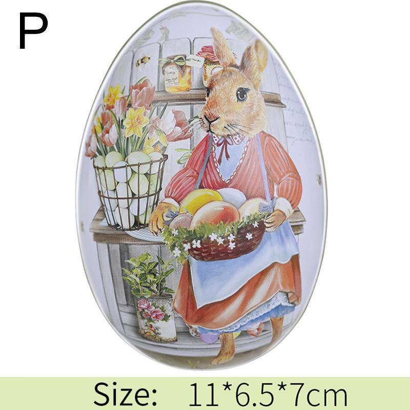 1 шт. Подарочная коробка из жести в форме яйца с изображением пасхального кролика, металлическая коробка для хранения, креативные принадлежности для вечеринок