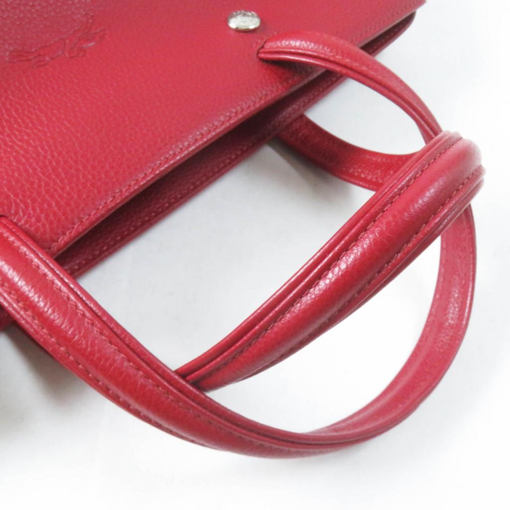 Отличная сумка Longchamp через плечо Le flowne Логотип выгравирован 2-в-1 ручная сумка/ Красная кожа Женская Б/у