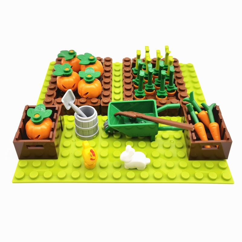 Farm Sunflowers Trees Bricks Blocks for Children MOC City Building Toys Animals Acc Bloques Compatible Classic Mini Blocks Parts