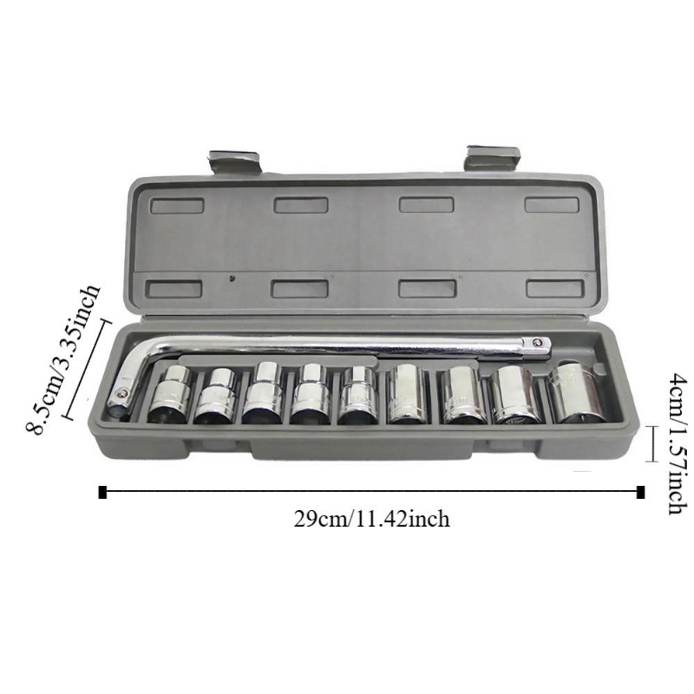 8-21mm Range Socket Wrench Set Metric Size Durable Construction Socket Wrench Kit 1/2" Drive Portable Design Carbon Steel Tools