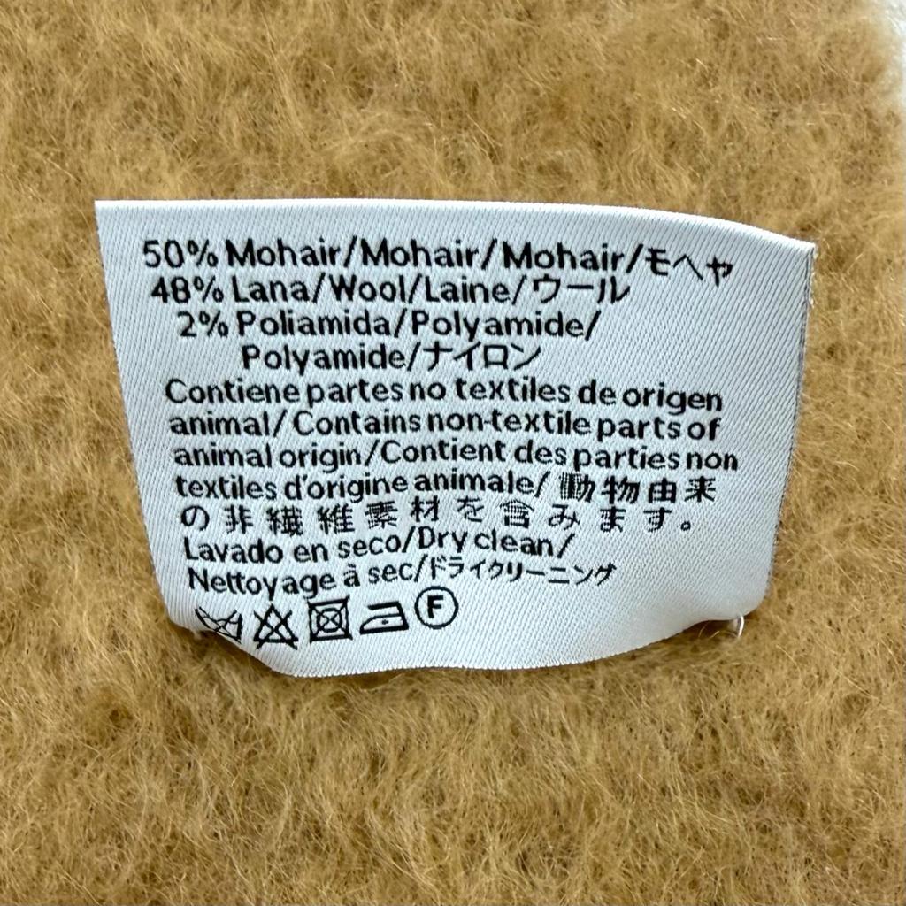 Excellent LOEWE Scarf Fringe with Anagram leather patch Brown mohair Women Used