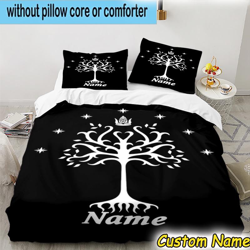 3PCS Custom Name Lord Rings5 Bedding Set Printed Duvet Cover Closure Includes 1 Duvet Cover & 2 Pillowcases for All Seasons Bedroom Decor