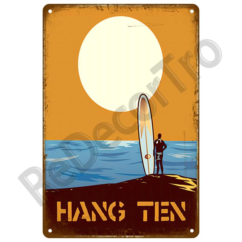Metal Plate Home Wall Decor For Beach Bar Seaside House Surf Club Decorative Iron Painting Tin Sign Plaque Metal Sign Summer Art