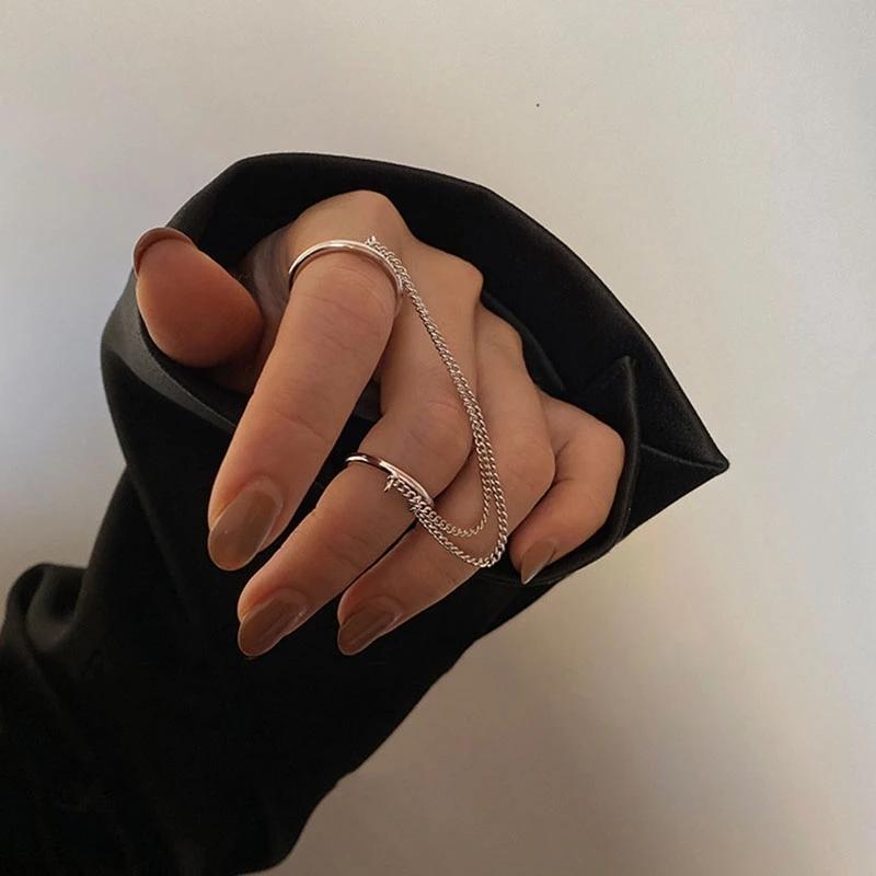 foxanry Двухслойные новые трендовые кольца в стиле хип-хоп для женщин, аксессуары для пар, винтажная цепочка с кисточками, вечерние украшения