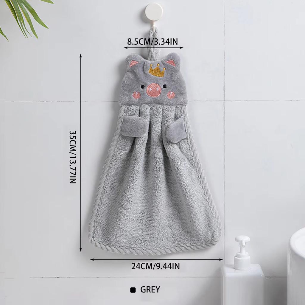 Милое полотенце для рук в виде свиньи, бытовые махровые полотенца из кораллового бархата для ванной комнаты, кухни, мягкие петли для подвешивания, быстросохнущие впитывающие салфетки, полотенце