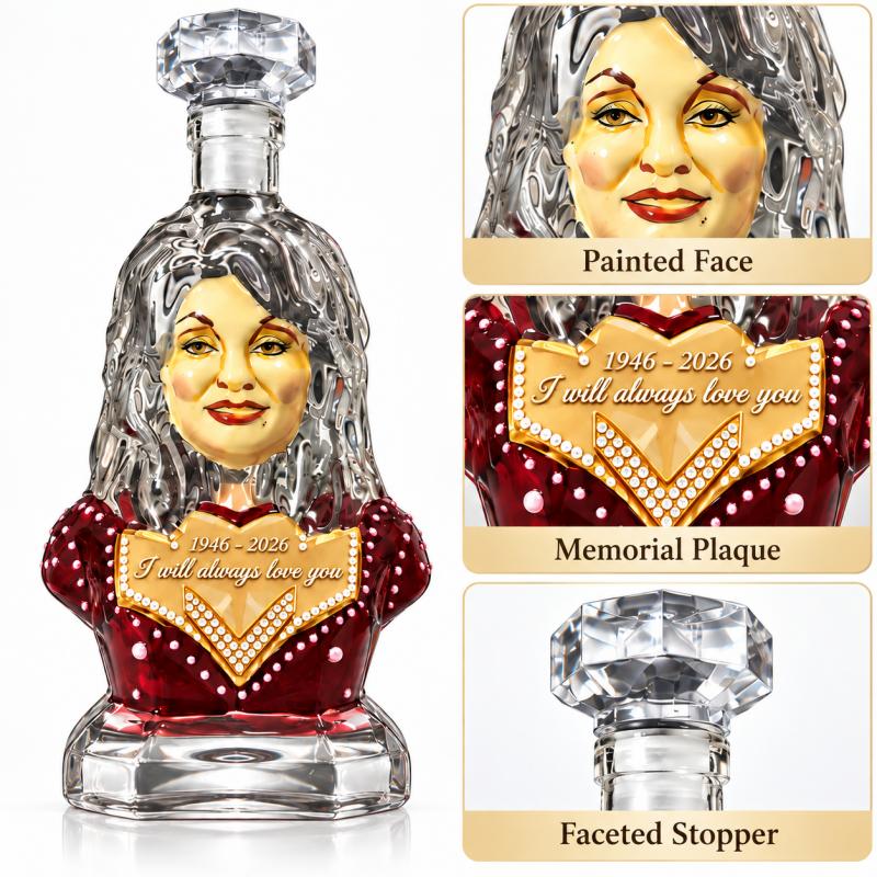 Dolly Parton Inspired Decorative Glass Bottle Whiskey Decanter Country Singer Collectible Ornament Birthday Gift for Music Fans