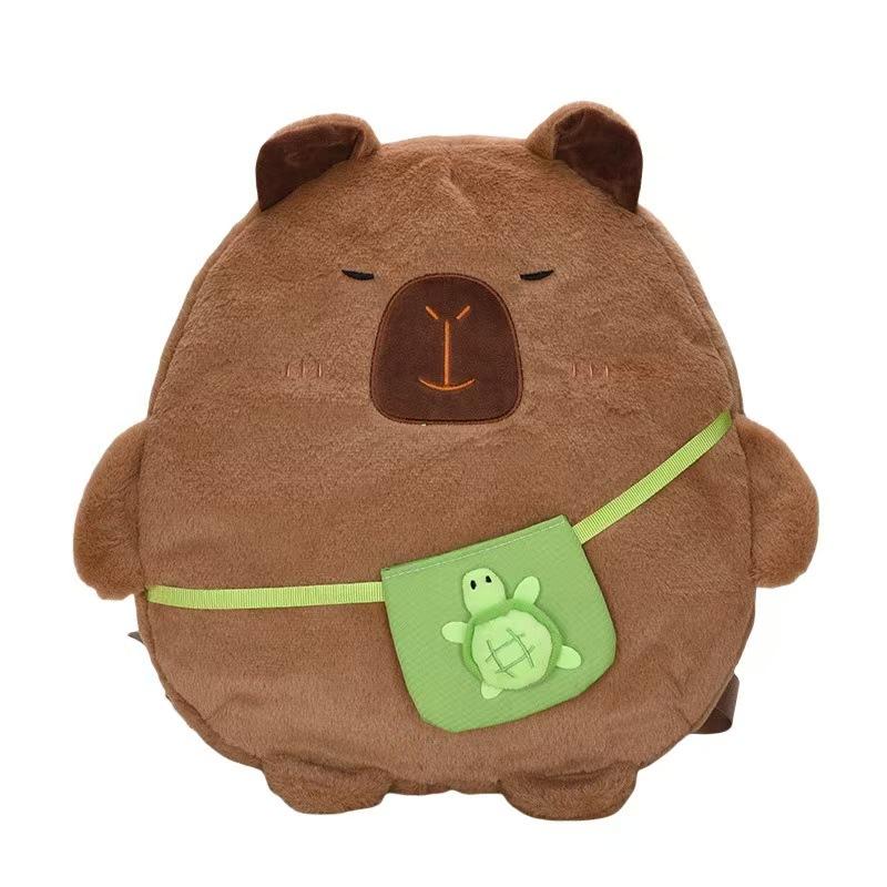 Плюшевый рюкзак Kawaii Capybara для женщин, универсальный забавный мультяшный рюкзак через плечо Capibala, большая вместительная сумка-тоут
