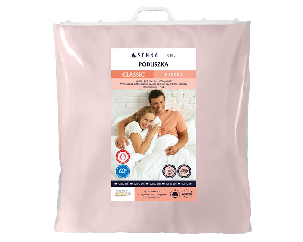 Poduszka 70x80 classic miękka senna home różowa