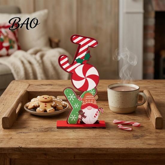 Christmas Party Favors Wooden Ornament, Gingerbread Man Reindeer Letter Decor, Colorful Tabletop Festive Supplies Figurines for Holiday Tree Festival