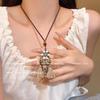 Retro Chinese Tassel Necklace: Unique Ethnic Style Women's High-End Clavicle Chain.