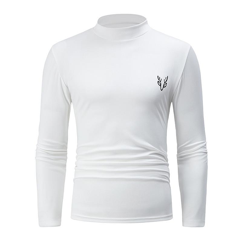 Мужской модный осенне-зимний топ с полувысоким воротом, однотонный базовый, повседневный, с длинным рукавом