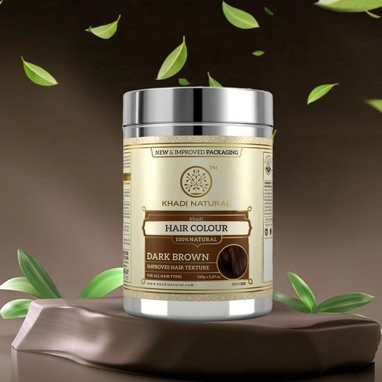 KHADI NATURAL Dark Brown Hair Colour | Herbal Hair Colour | Natural Hair Powder For Dark Brown Hair | Suitable For All Hair Types, 1 Count