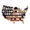 Challenge Coin Display Stand Wooden American Flag USA Map Shape Coin