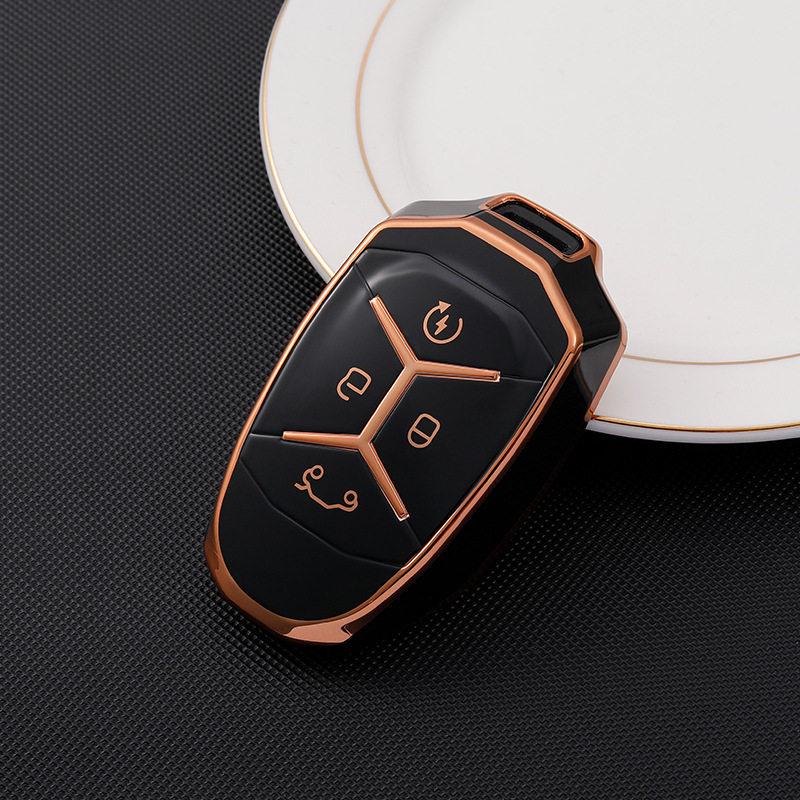 Совместимо с чехлом для ключей Lynk & Co 01/02/03, модель 2021 года, стиль с золотым краем, брелок-пряжка для автомобильных ключей для мужчин и женщин.