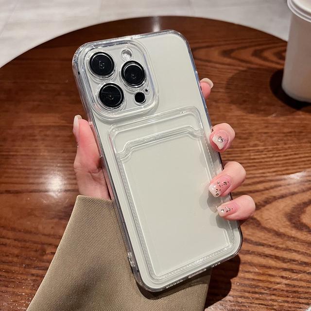Прозрачный чехол для телефона с держателем для карт для Iphone 14 13 11 12 Pro Max Plus, защита объектива, противоударный силиконовый чехол-кошелек