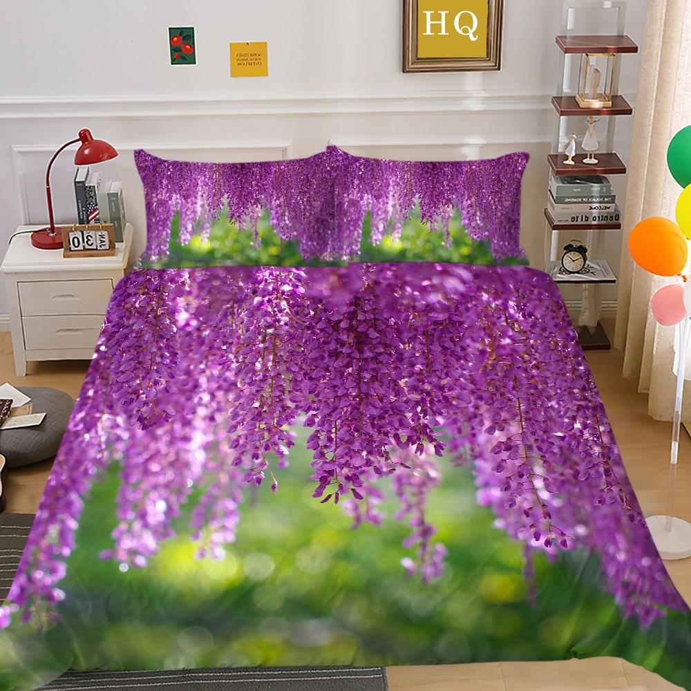 Комплект постельного белья с цветочным принтом, чехол King Size, домашний текстиль из микрофибры, высококлассный дизайн, декор для спальни для девочек