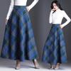 Thin Pleated Skirt Thickened Woolen Skirt Large Swing A-line Skirt Mid-length Autumn and Winter Woolen Plaid Skirt Women