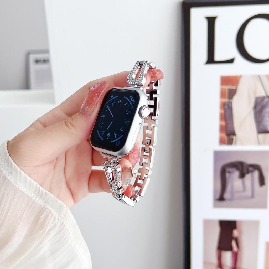 New Starlight Colour Series Stainless Steel Metal Strap Watch Band for Iwatch 3840 42 41 44 45 Mm