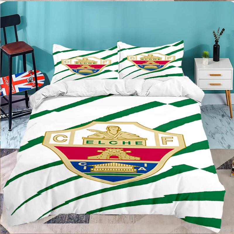 3PCS Football Elche Crest Design Bedding set,Ideal for1pc Duvet Cover And 2pcs Pillowcases Perfect for Christmas gift,Ideal for Bedroom, Dormitory