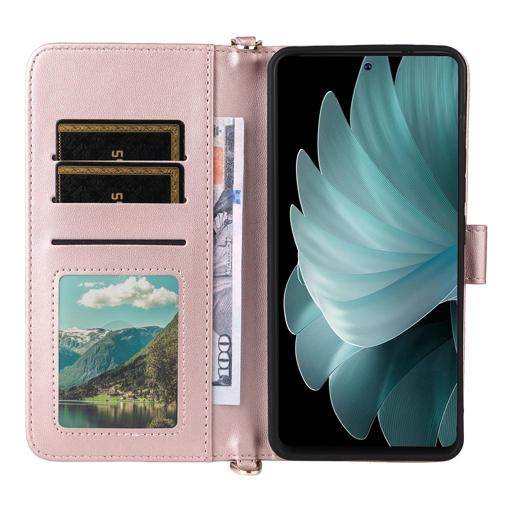 For Blackview Oscal Tiger 13 Wallet Case with Shoulder/Wrist Strap Leather Phone Cover Stand