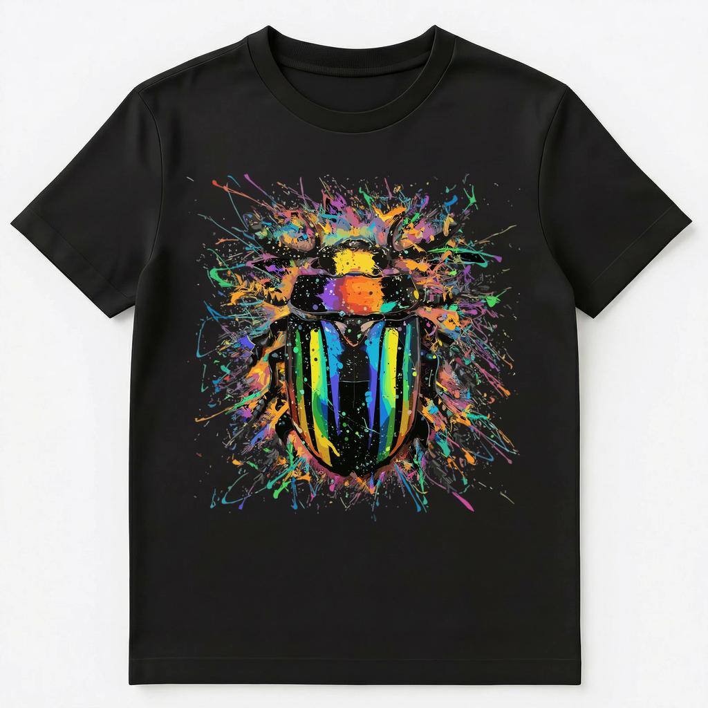 Colorful Paint Splash Jewel Beetle Art Graphic Unisex T-shirt Tops Tees Unisex