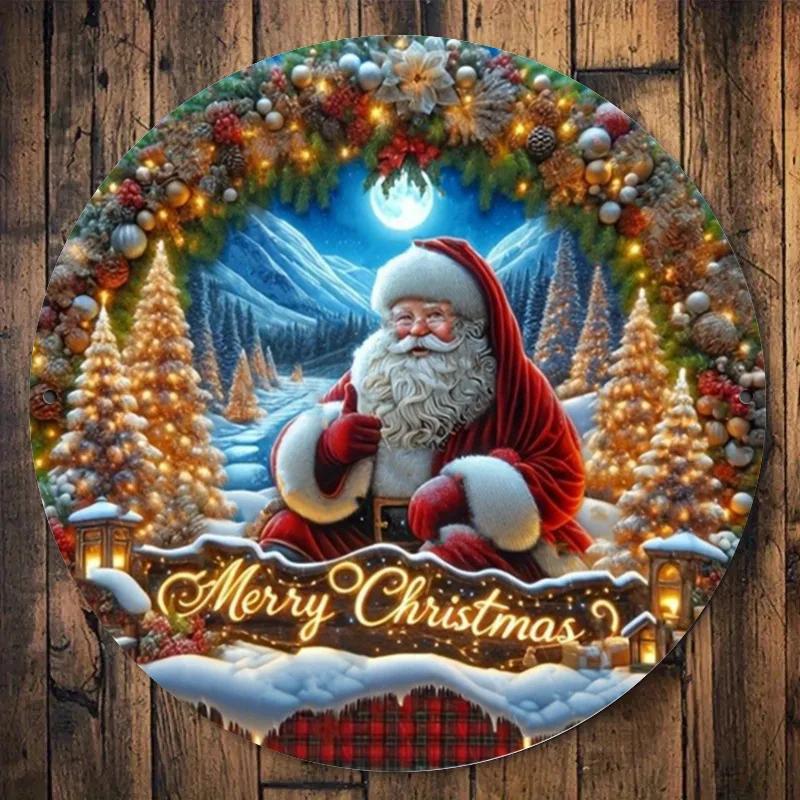 Santa Claus Wooden Sign Charming Wall Hanging Decor for Home Kitchen Dining Room Perfect Farmhouse Gift