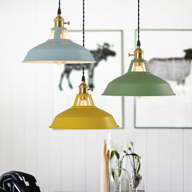 Iron Chandelier Pendant Lamp Cafe Restaurant Retro Macaroon Small Chandelier Lid Hanging Lamps Led Lights