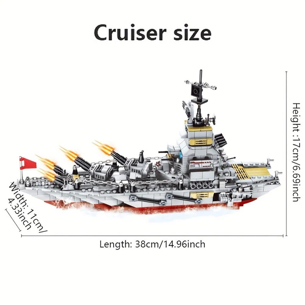1068PCS Военный комбинированный строительный набор, все в 1 Cruiser Ocean Ship Building Blocks Set с военным кораблем Подарки для игрушек Мальчики Дети