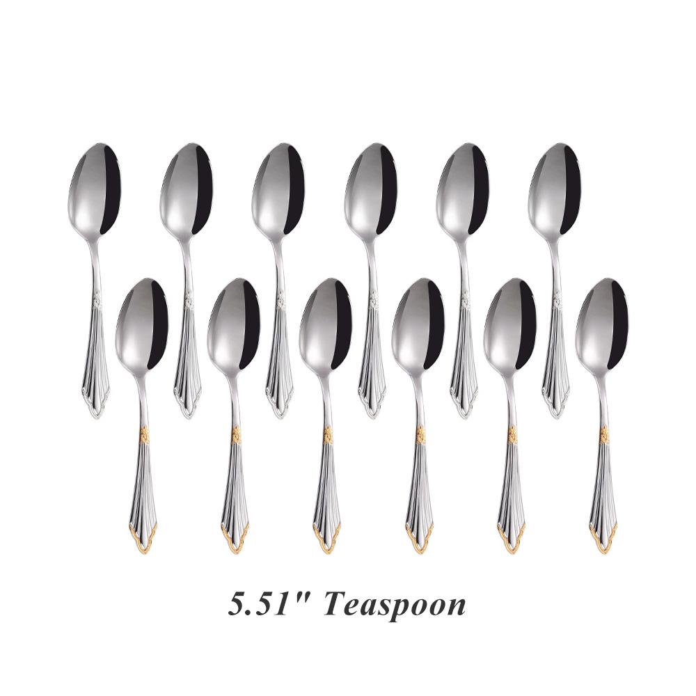6 Pieces Teaspoons Silver Gold Dishwasher Safe 304 Stainless Steel 5.5in Teaspoon For Dessert Espresso Coffee Spoon4