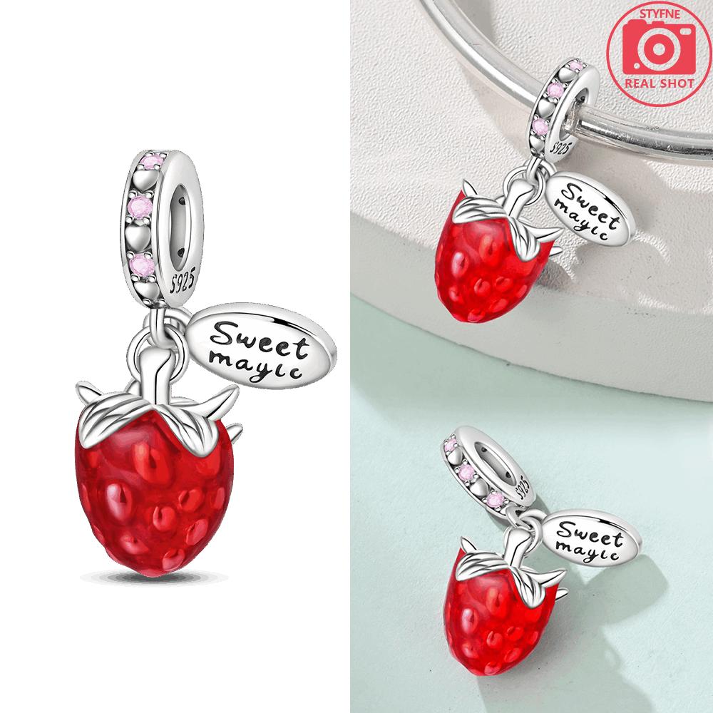 Изысканные оригинальные медные шармы-подвески в виде клубники, вишни, яблока, авокадо, фруктов, бусина, подходят для браслетов DIY, ювелирные изделия на день рождения, изысканный подарок