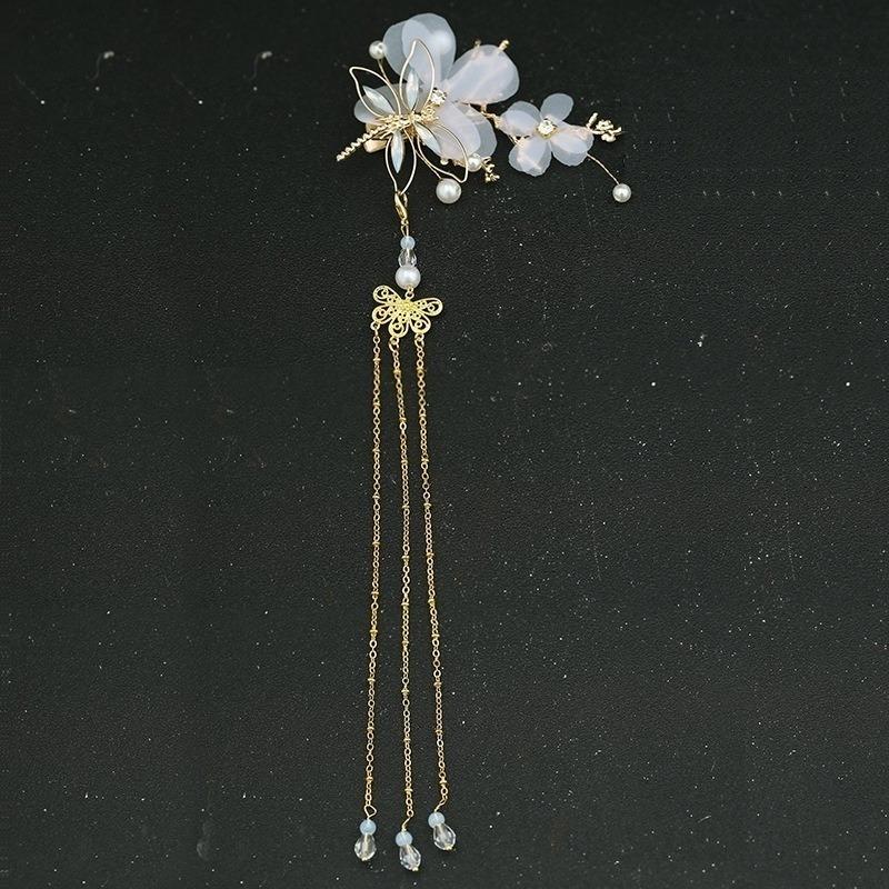 1pc/2pcs Elegant Classical Style Dragonfly Traditional HANFU Chinese Tassel Hairpin Headwear Hair Clips