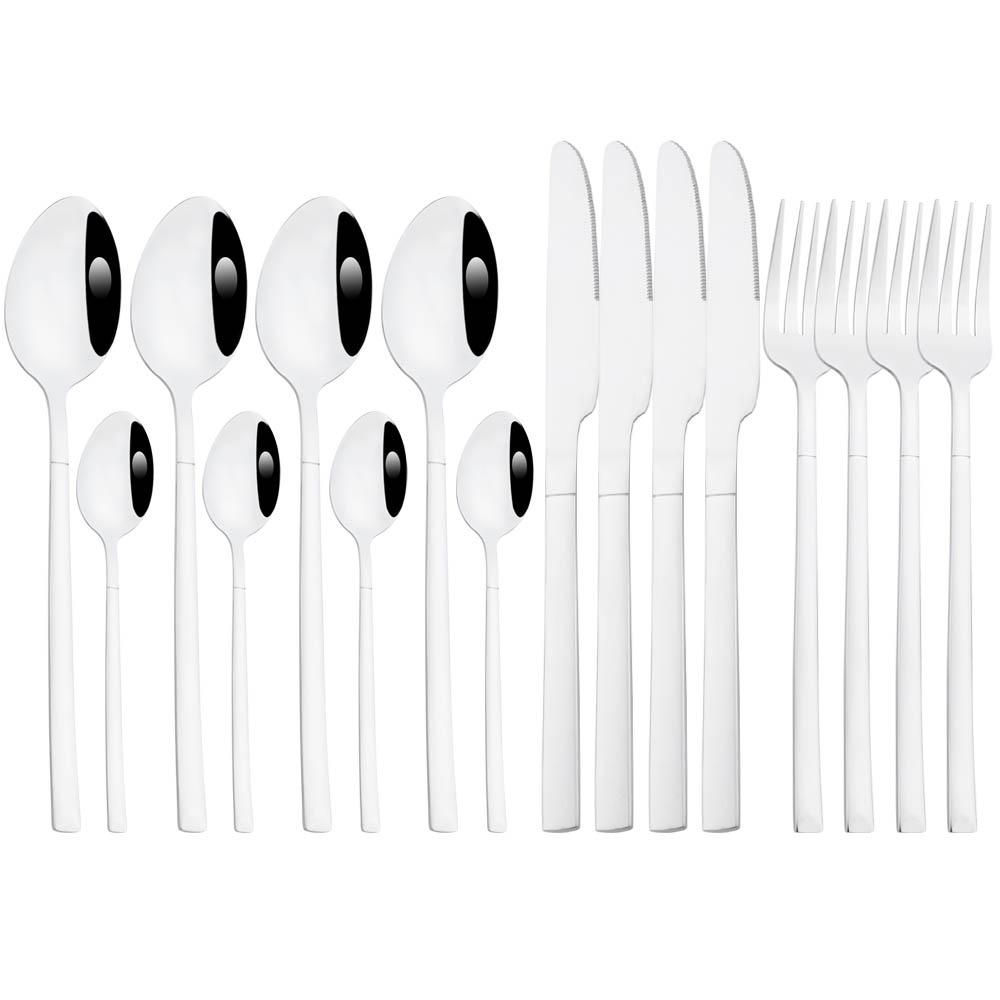 Jankng 16 шт. черные столовые приборы с золотой строчкой, набор посуды из нержавеющей стали, кухонный домашний набор столовых приборов в западном стиле, нож, вилка, ложки, набор посуды