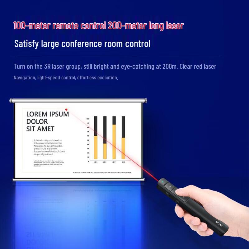 Deli 2808PL Rechargeable Wireless PPT Presenter with Red Laser