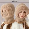 Дышащая и теплая зимняя шапка для женщин и девочек, цельная шапка для женщин зимой с толстым бархатным покрытием, вязаная шапка, шарф-маска и теплый комплект