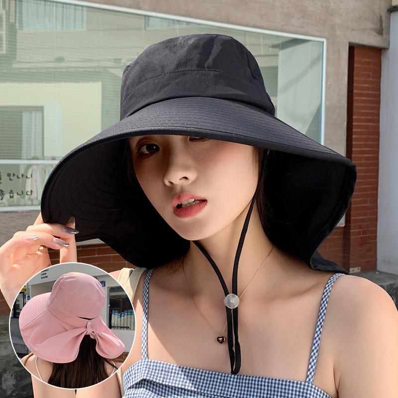 Neck protection new sun hat women's sun protection face protection UV protection summer sunshade big brim spring and autumn outdoor bucket hat