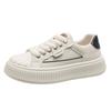 Women Vulcanized Shoes  Spring New Fashion Thick Soled Toe Lace Up Color Matching Versatile Casual Sports Shoes