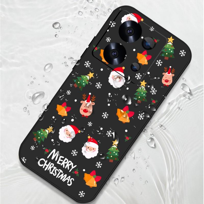 Чехол для телефона Merry Christmas Santa Elk Pattern для Xiaomi 13T Pro 11T Poco F6 X6 Redmi Note 13 12 11 10 Pro Max, мягкий матовый противоударный чехол из ТПУ с ремешком