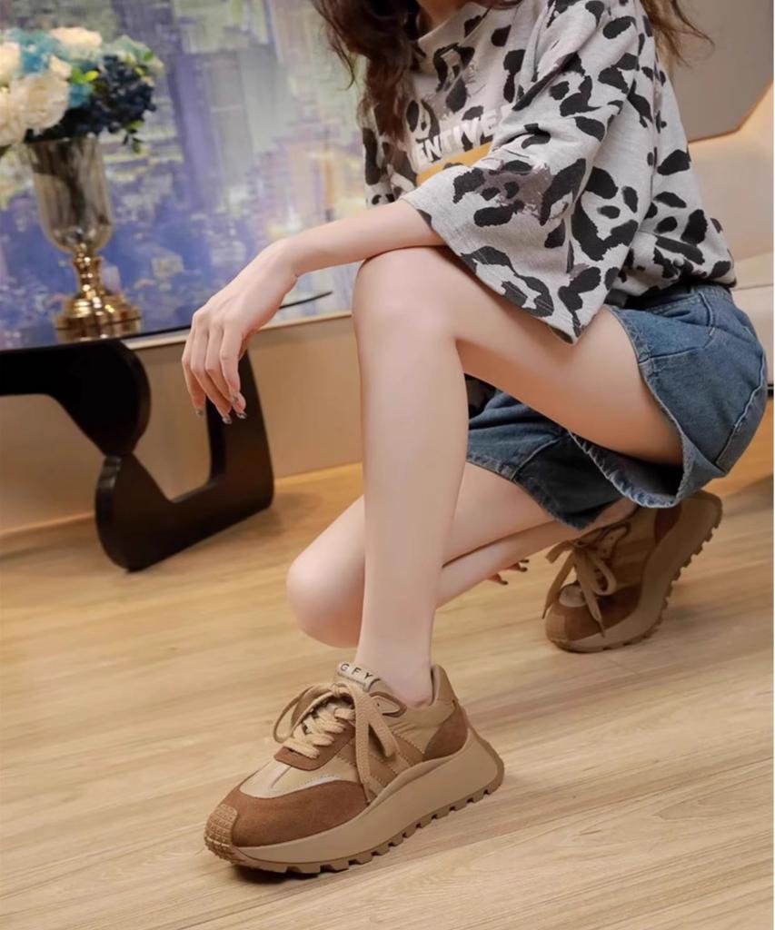 Женская вулканизированная обувь, весенняя новая мода, на толстой подошве, на шнуровке, удобная, нескользящая, износостойкая, повседневная спортивная обувь