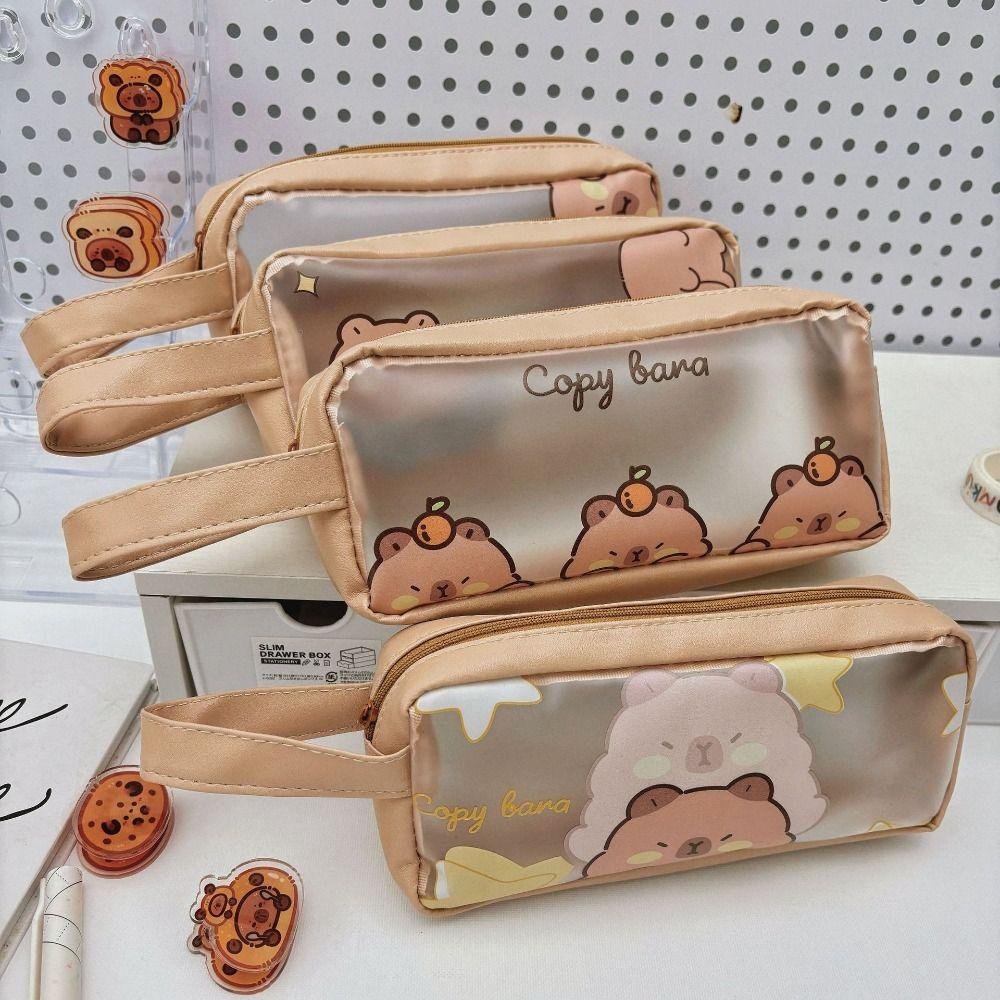 PVC Capybara Pencil Bag Kawaii Stationery Bag Desktop Organizer Cartoon Pen Bag  Student